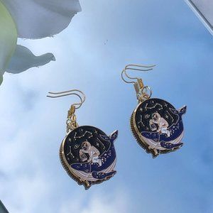 unique gold and blue astronaut/space constellation earrings collection